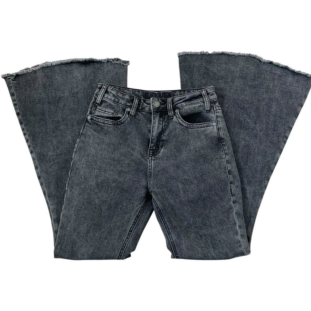 Rock & Roll Denim Bell Bottom Jeans Womens 26 Black Excellent High Rise Flare - Picture 8 of 15